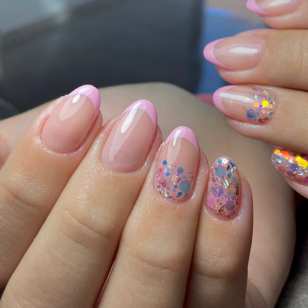 Shiny-pink-French-2025-nail-design-with-glowing