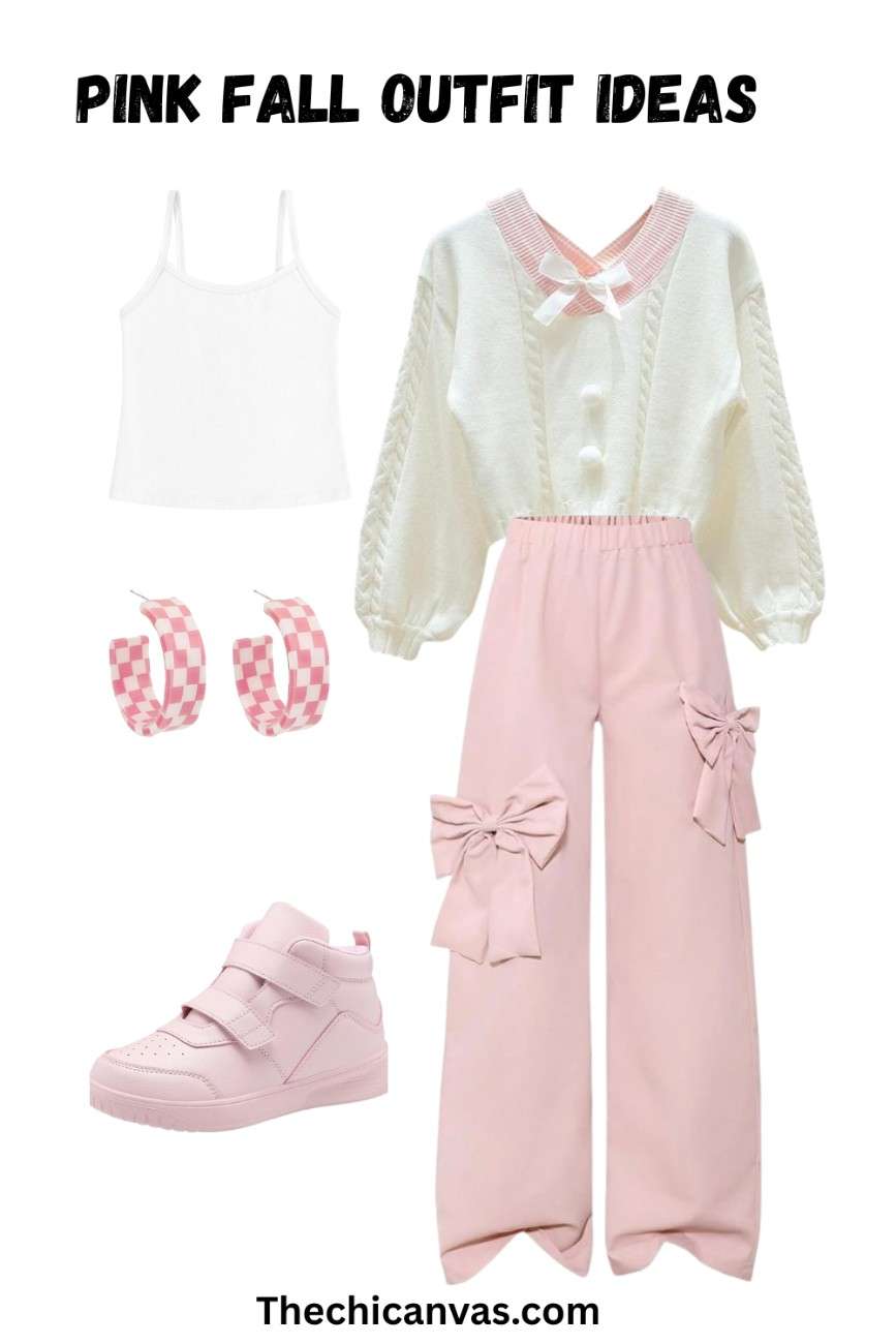 Pastel-outfit-with-bows-weater-pink-pants-cami-checkered-hoops-and-sneaker.jpeg