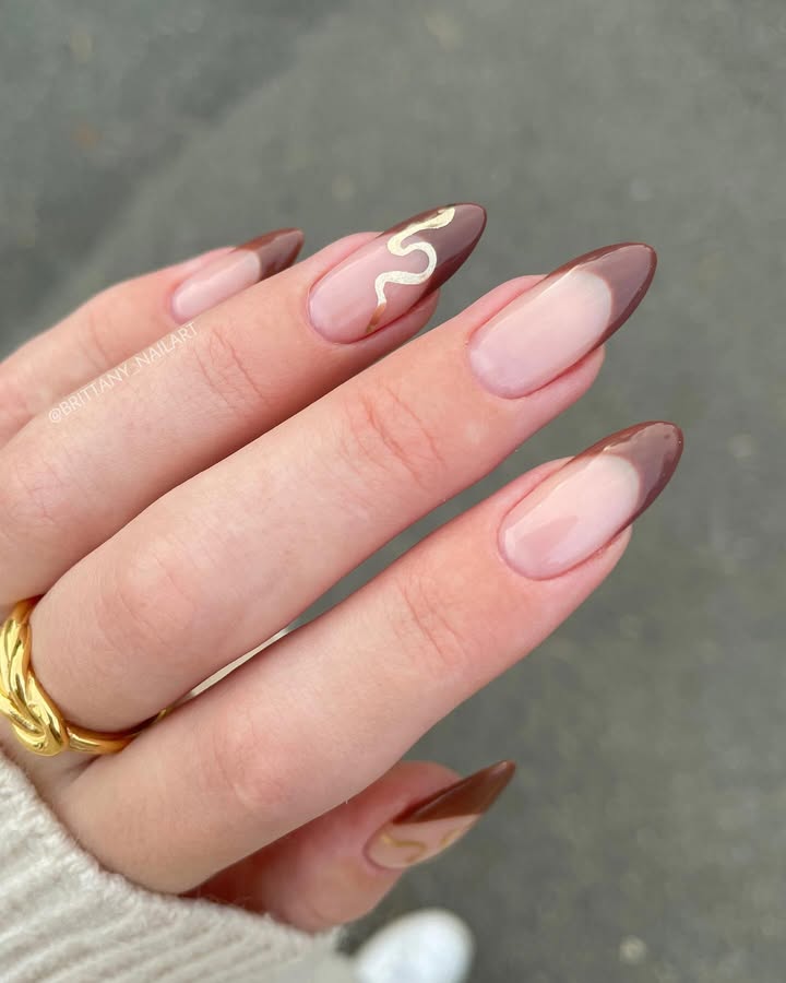 Brown-french-golden-toch-fall-nails