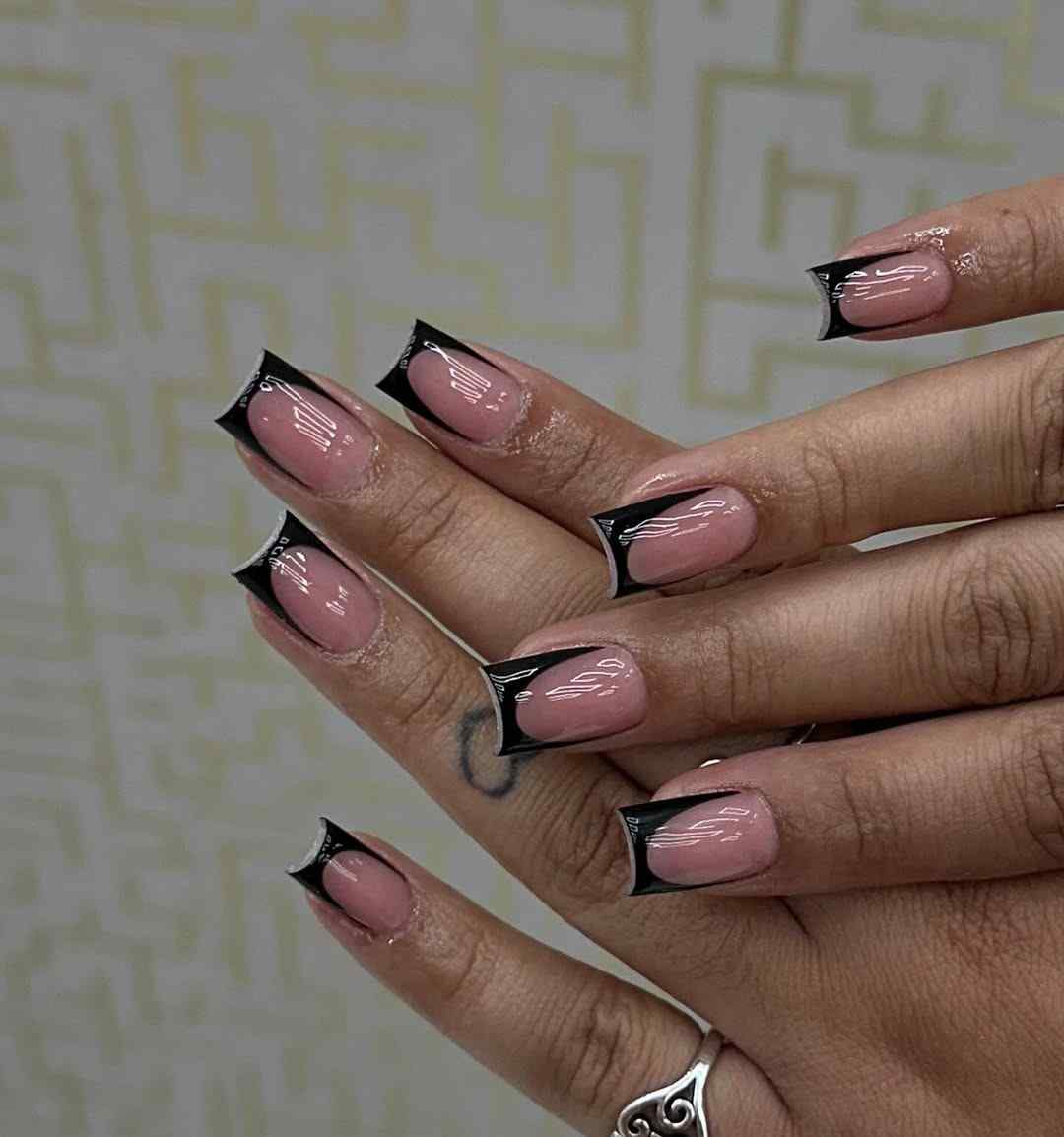 Black corner French tip nails2026.jpeg