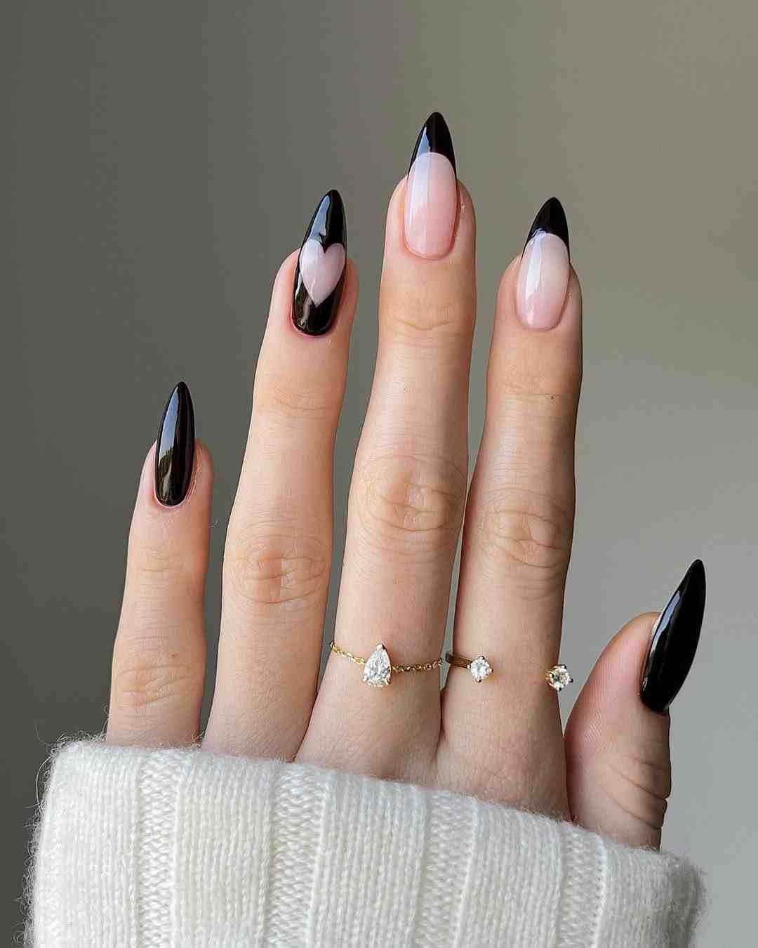 Black tips tiny heart design